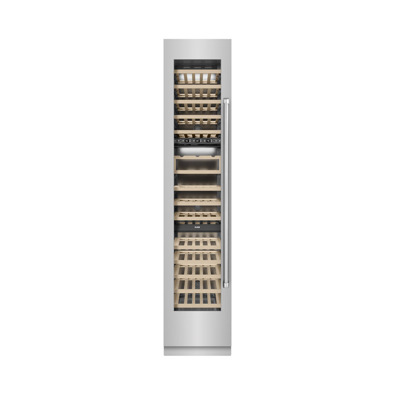 ZLINE 18 in. 9.0 cu. ft. DuraSnow Steel Triple Zone 68 Bottle Left Hinge Column Wine Cooler, Right Handed, Stainless Steel
