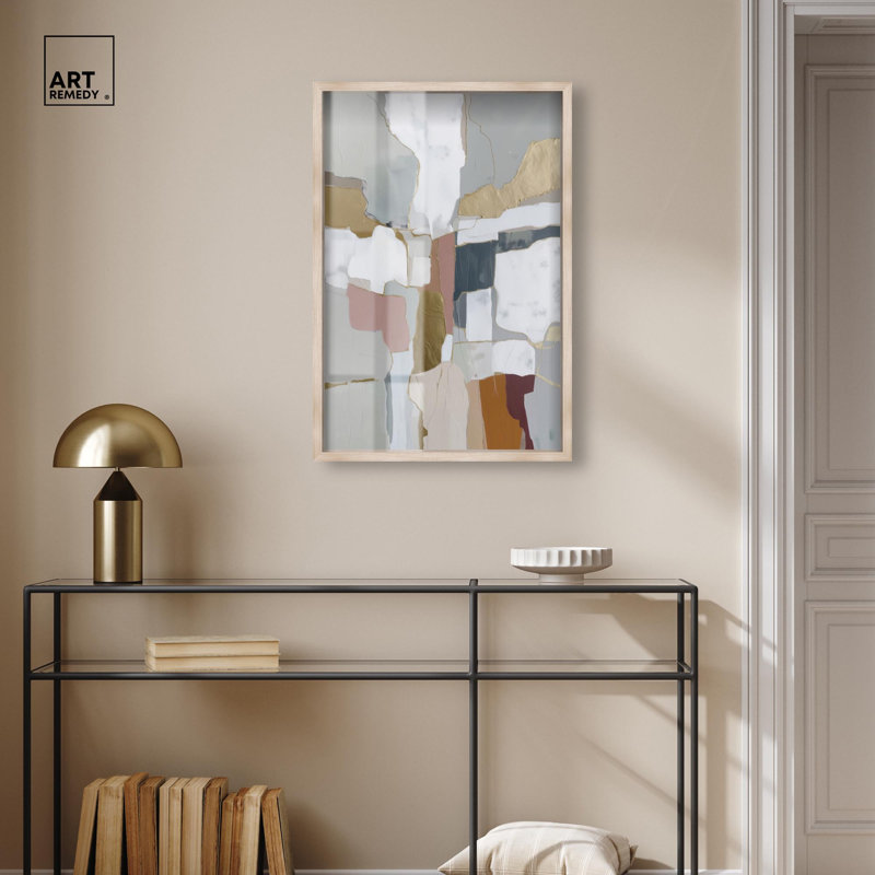 Décoration murale bohème minéral Shards V Shadowbox Print par Art Remedy, cadre blond, 20 x 30, H 31 po x l 21 po