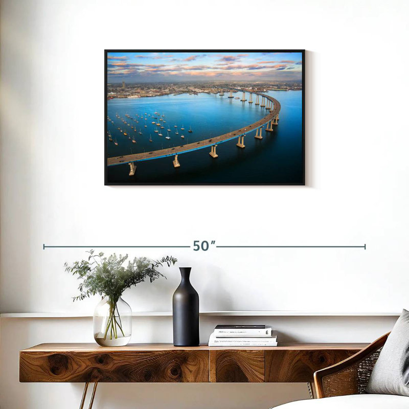 San Diego Coronado Bridge, Floating Frame Black, 31" X 21"