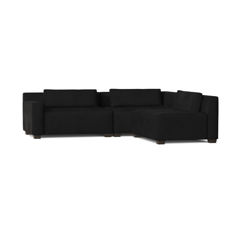 Alisa Chaise Sectional, Bella Black Performance Velvet, Brown Mahogany