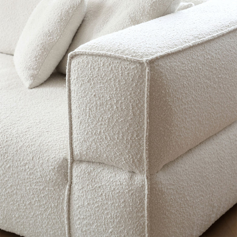 Causeuse-coussin modulaire en velours blanc, H 27,56 po x l 116,14 po x P 49,21 po, 4