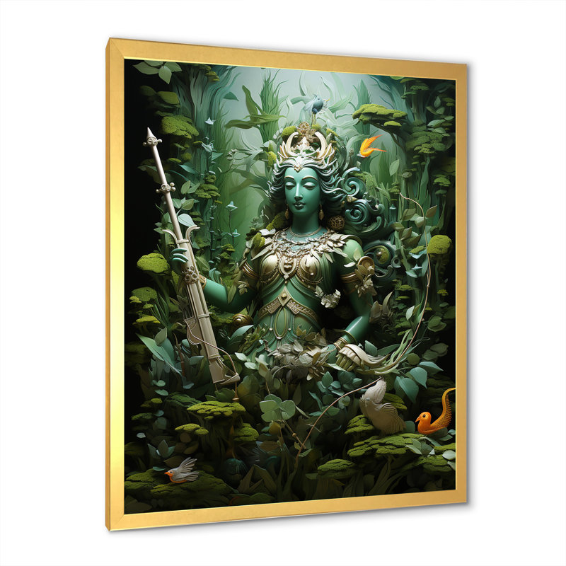 Hindouisme Ramas forêt spirituelle II - imprimé, Cadre doré simple, H 20 po x l 12 po x P 1 po