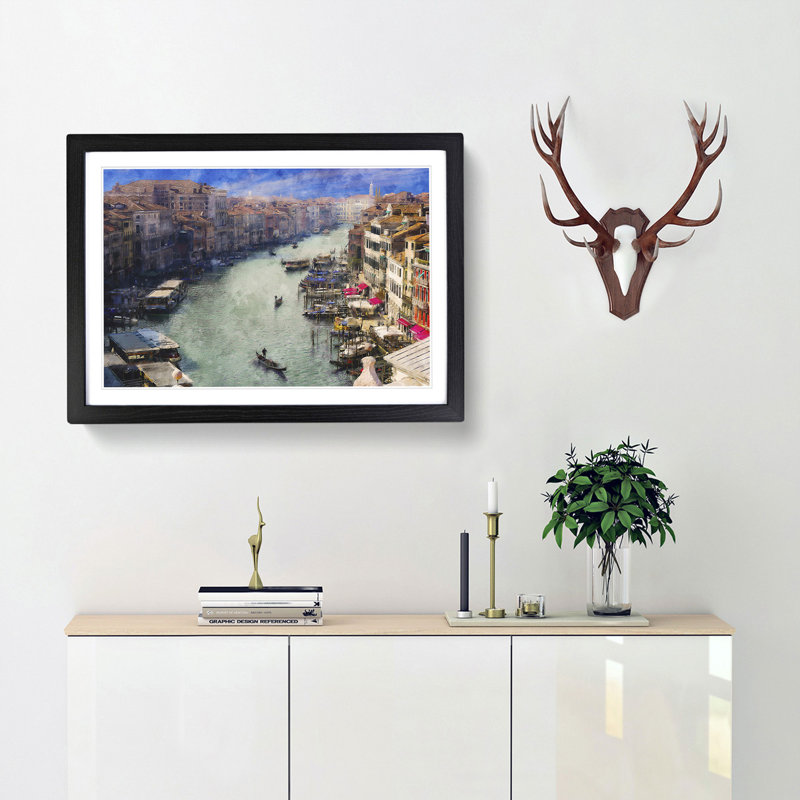 Grand Canal In Venice Italy Framed Print, 62cm H x 87cm W x 2cm D, Black Framed