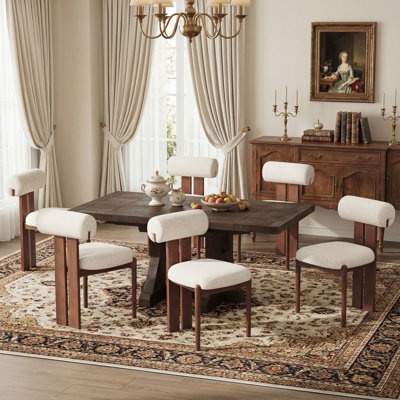 48cm H Fabric Upholstered Dining Chair in Camel
