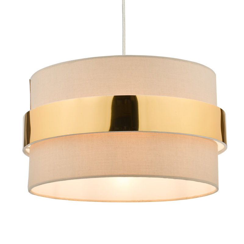 - Light Drum Pendant, Taupe/Gold