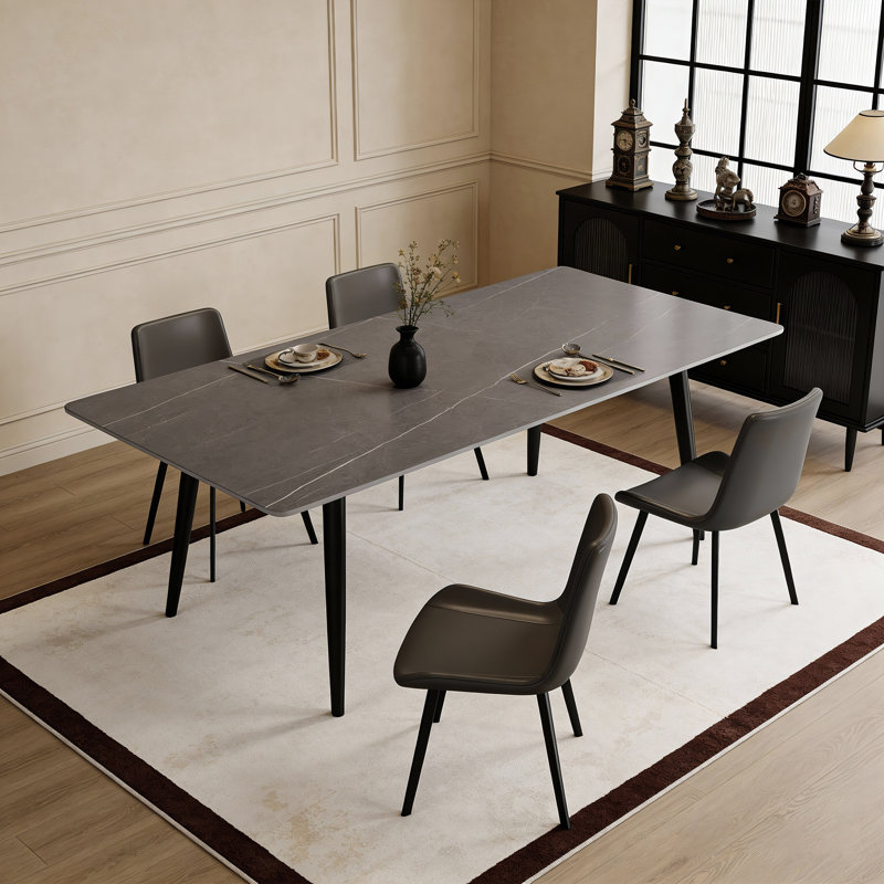 Metal Base Dining Table, Grey, 75 cm x 160 cm x 70 cm