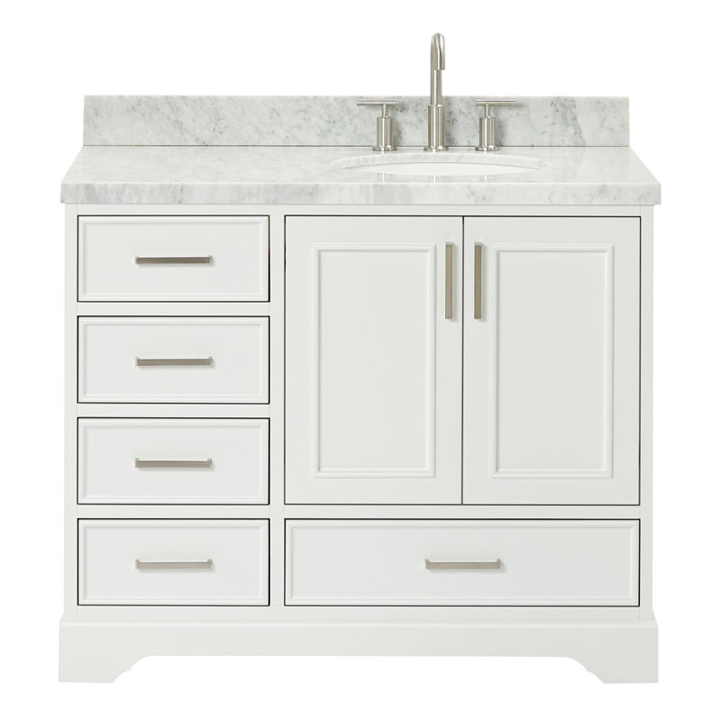 Ensemble de meuble-lavabo simple 43 po Abshire, Nickel brossé, Blanc