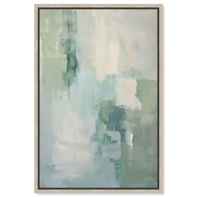 Mossy Patch IV Framed Canvas Print Green Abstract Art by Art Remedy, Natural Oak Frame, 10 x 15