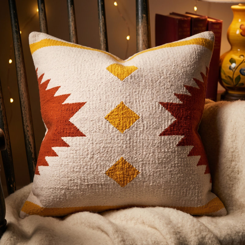 Cotton Geometric Throw Pillow