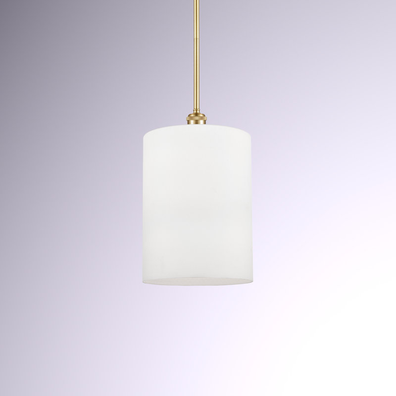 Luminaire suspendu cylindrique à 1 lumière Leilani, Blanc mat, Ampoule non incluse, Or satiné