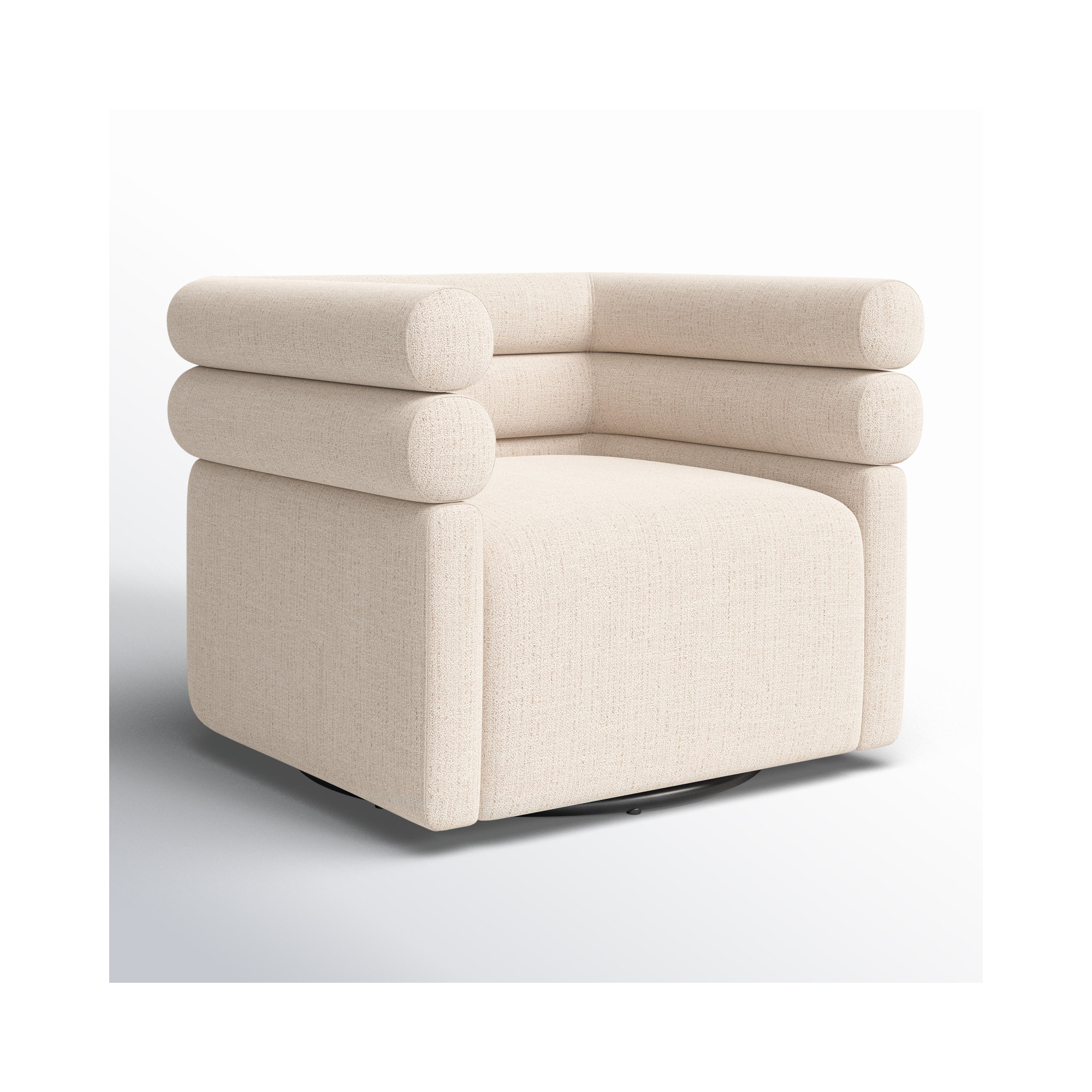 Arve 32.25" W Swivel Armchair, Cream Polyester Blend
