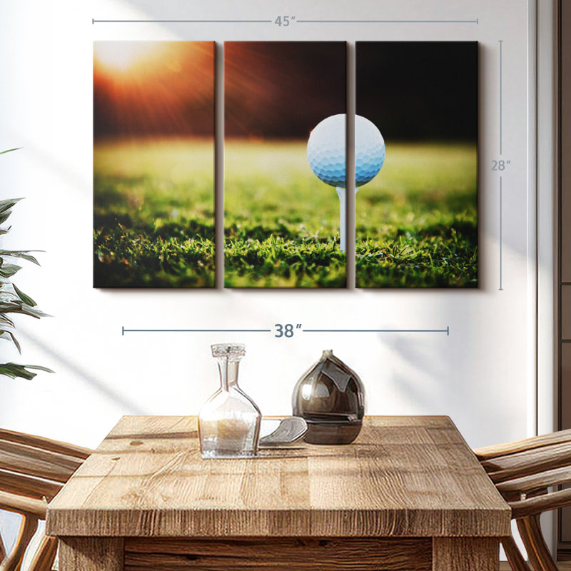 «Golf Ball Tee», 3 pièces sur toile, H 28 po x l 45 po x P 1,25 po