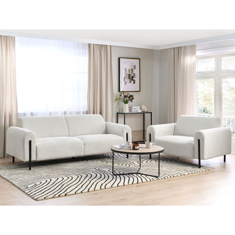 Saiyan 2 - Piece Living Room Set, White Corduroy