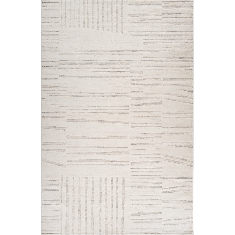 Tapis intérieur moderne, beige crème., Rectangle 6 pi 7 po x 9 pi 6 po