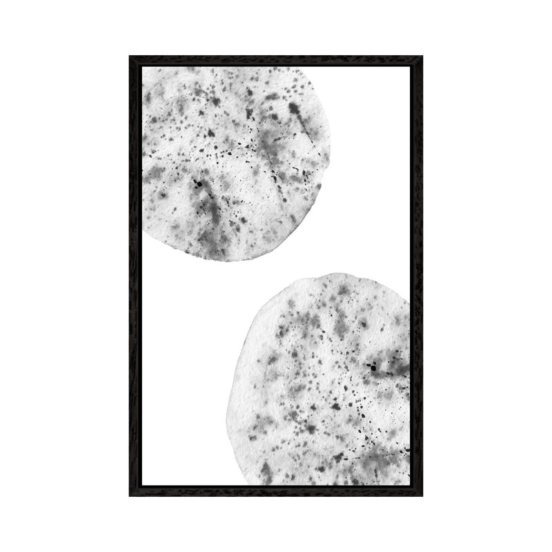 Black And White Splashes by Whales Way - Painting on Canvas, 101.6cm H x 66.04cm W x 3.81cm D, Black Framed