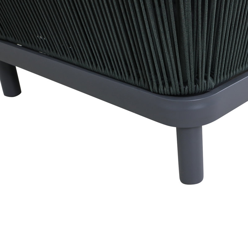 2-Piece Black Outdoor Sofa Set With Tray Table