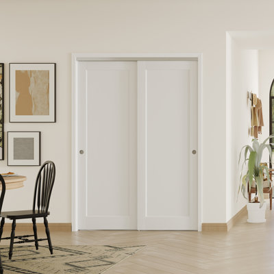 2 portes intérieures en panneau de fibres à densité moyenne avec porte coulissante en aluminium et 1 porte coulissante