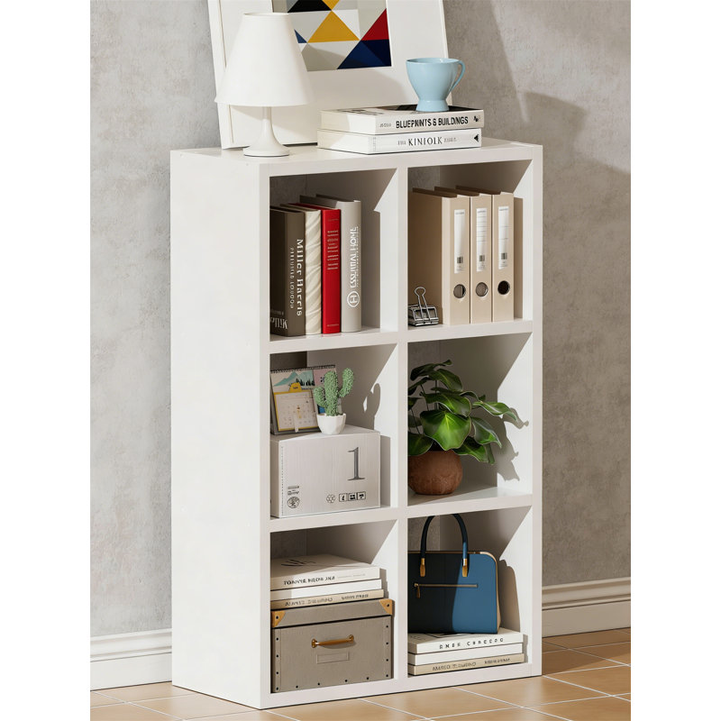 White 6-Cube Storage Organizer, Fits 11-Inch Bins, Stackable Bookcase For Closet, Bedroom, White