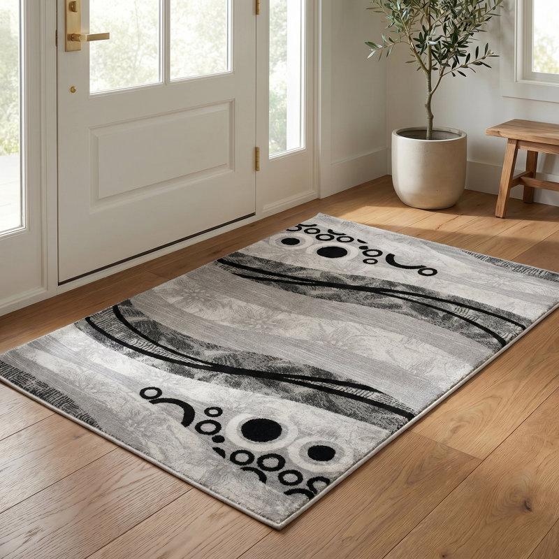 Tapis gris à motif abstrait Dillup-Jones, Tapis de couloir 2 pi 3 po x 5 pi