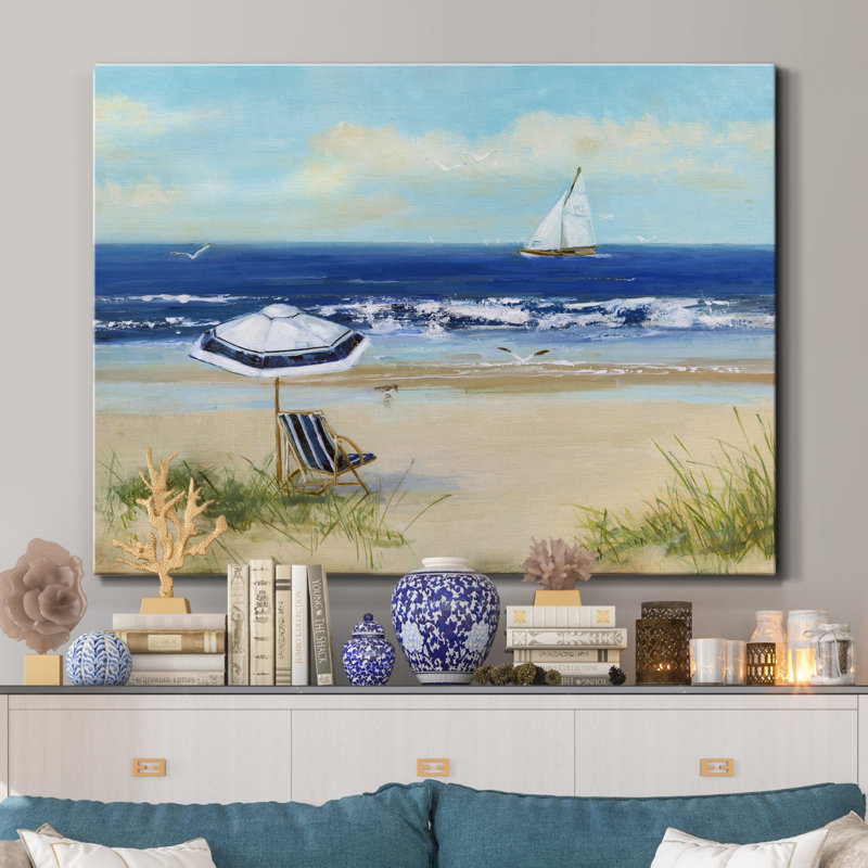 «Beach Life I» par J Paul - reproduction sur toile tendue, H 12 po x l 8 po x P 1 po