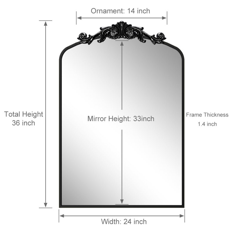 Miroir mural Wooster,  36 po x 24 po, Noir mat