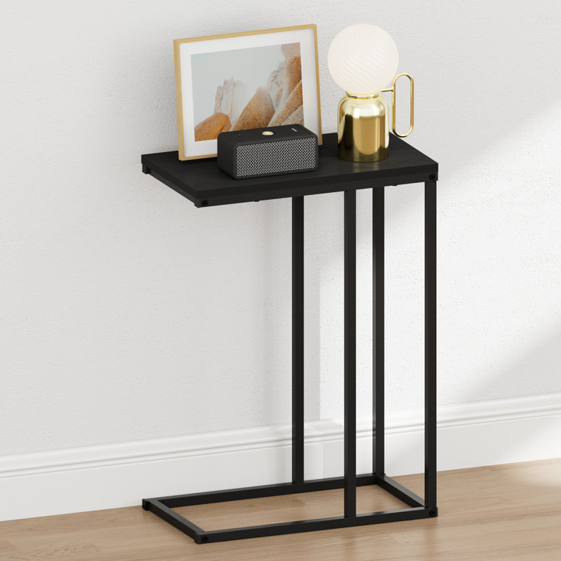 Table de chevet Furinno CAMNUS, table de chevet en C, table d'appoint à cadre en métal, table de bout, table de chevet, pour salon, chambre à coucher, Americano