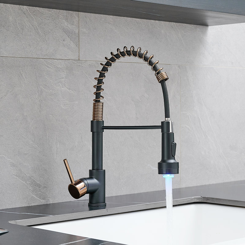 GAWEZA Kitchen Faucet, Black/Rose Gold