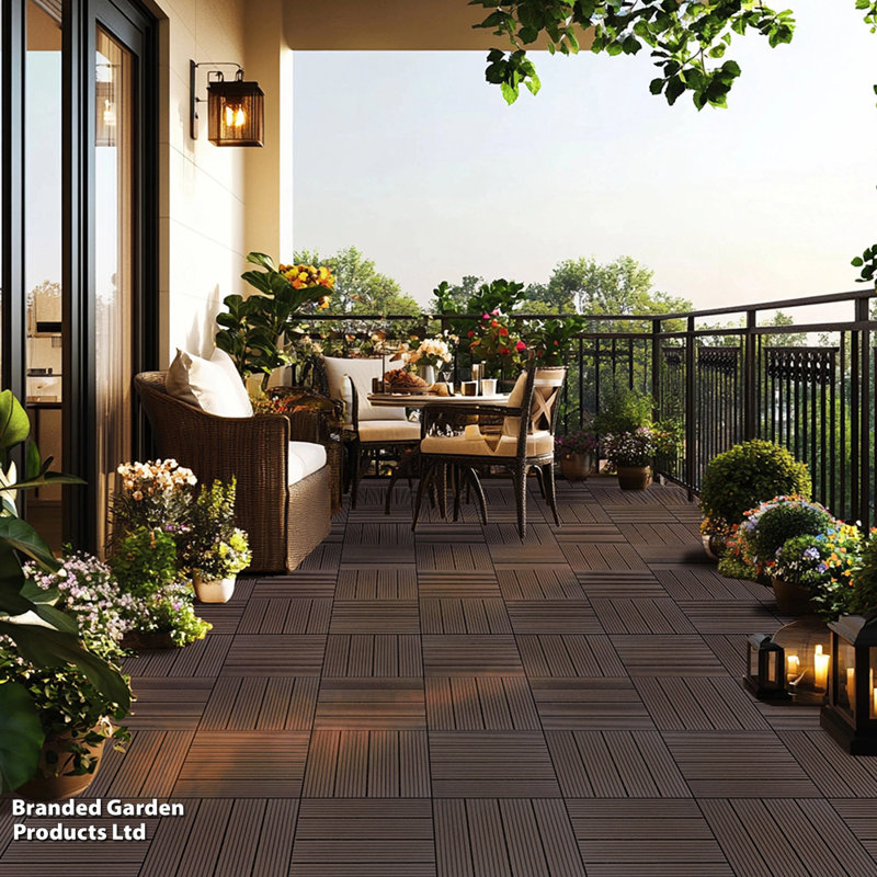WPC Decking Tile Pack of 50, Walnut