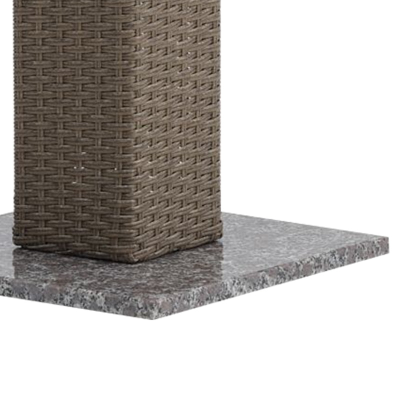 Table bistro Nia, base en marbre, structure en rotin PE brun, 27 pouces, Noir