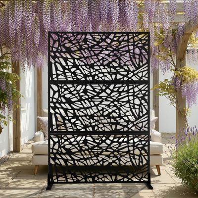 6 ft. H x 4 ft. W Metal Privacy Screen Fence Panel Set, Freestanding or Wall-Mounted Outdoor Privacy Screen for Patio, Garden, Deck, Balcony & Backyard
