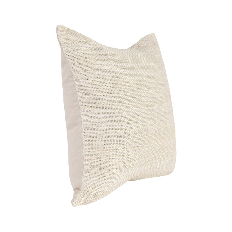 Halter 22" Woven Jute Throw Pillow , Ivory, Square