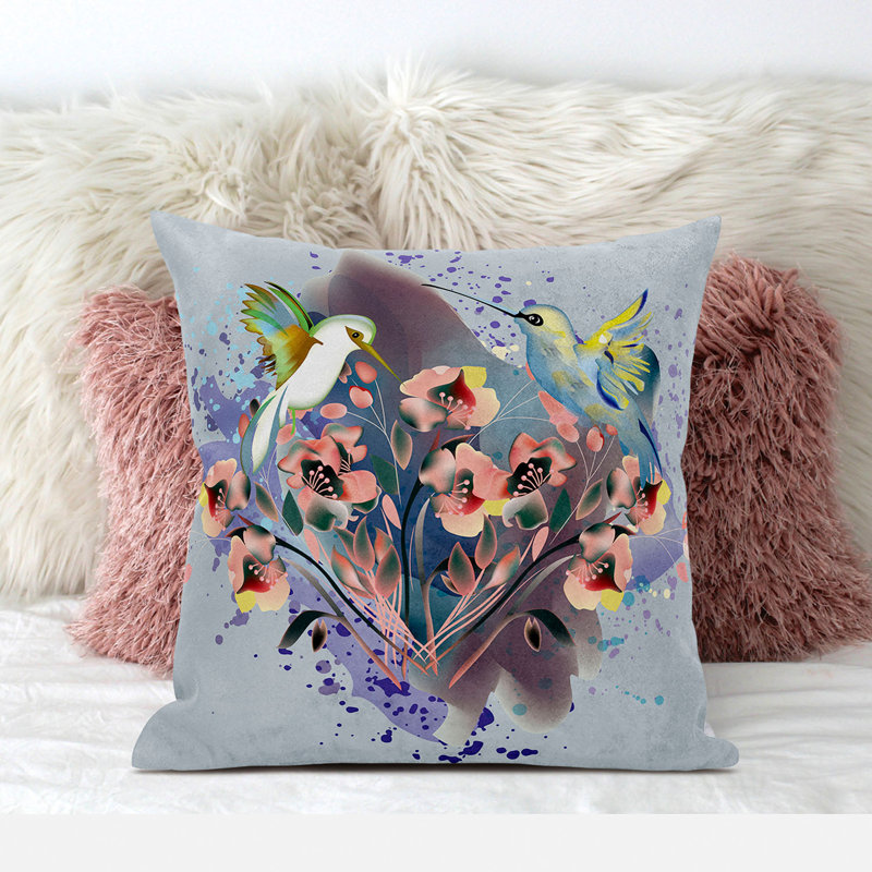 Coussin 20 x 20, Imprimé animal brun / bleu / gris