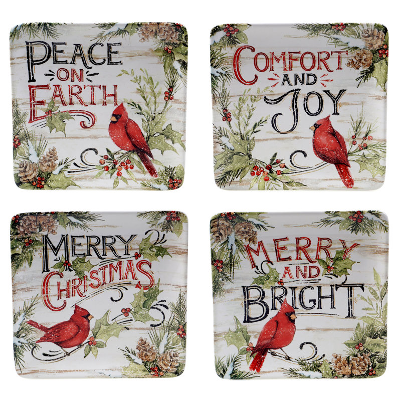Ensemble de 4 assiettes à dessert certifiées International Evergreen Christmas