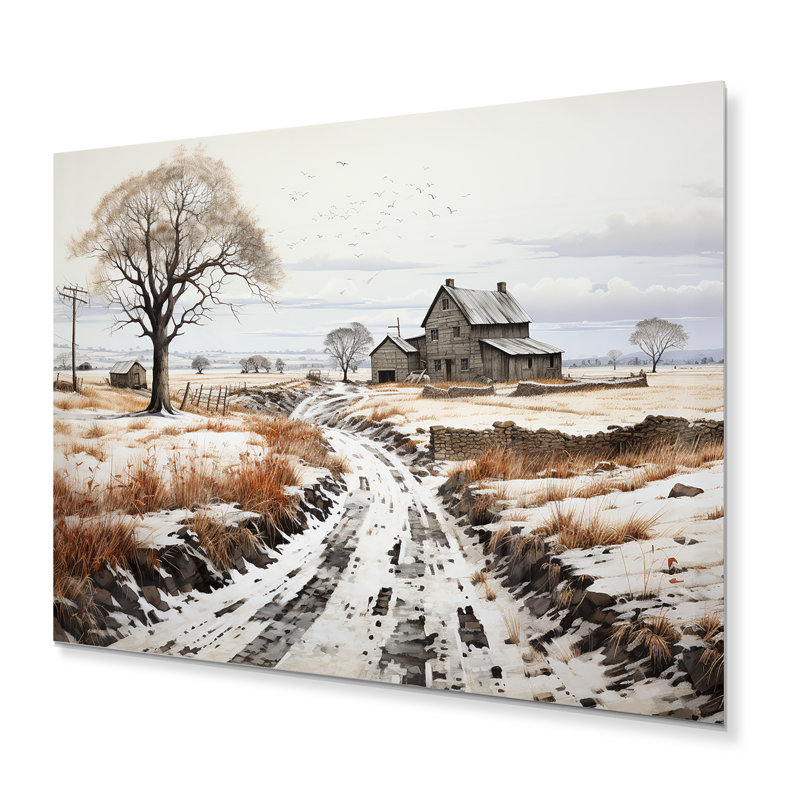 «Winter Farm», reproduction sur métal, H 30 po x l 40 po x P 1 po