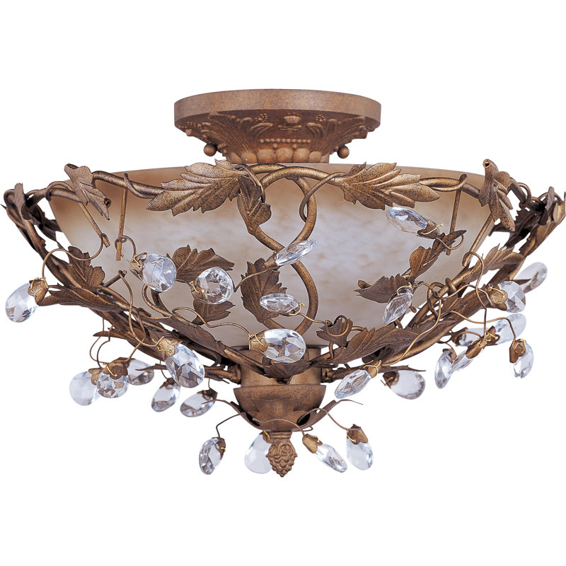 Askolds 3 -Light 16.5" Semi Flush Mount, Etruscan Gold