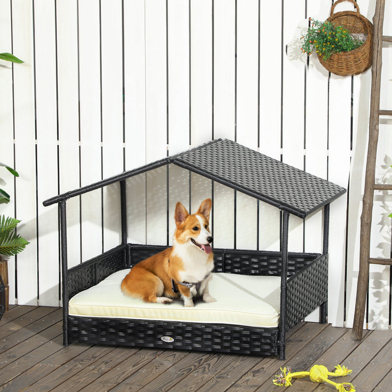 Niche pour chien en osier Pawhut, Blanc