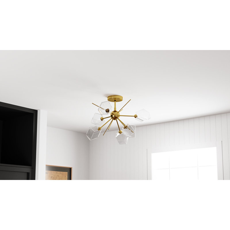 Plafonnier semi-encastré 6 lumières Albro, Brushed Gold