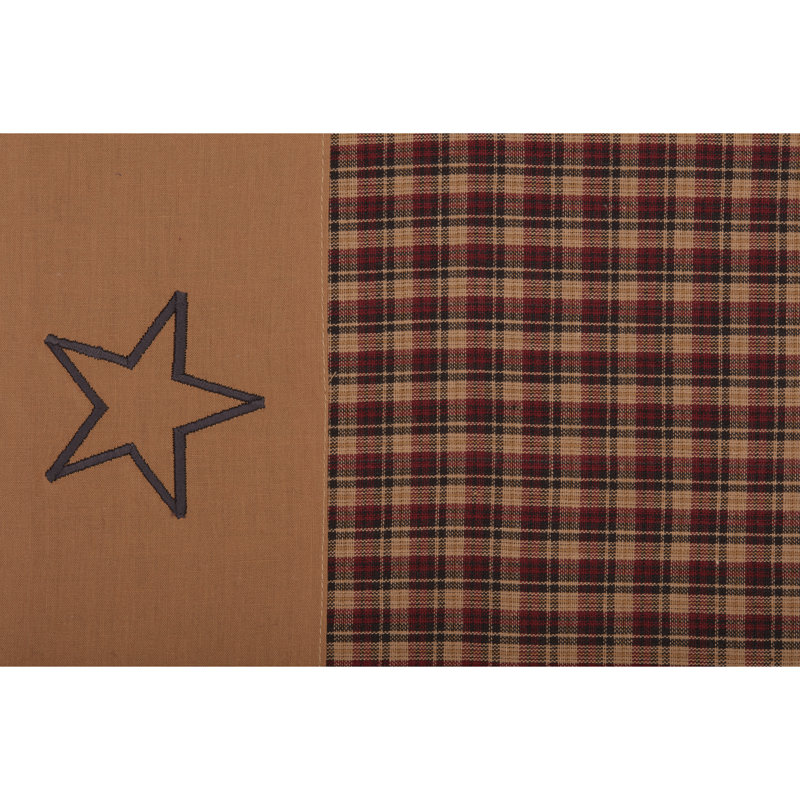 King Size Red and Tan Plaid Embroidered Cotton Pillowcase