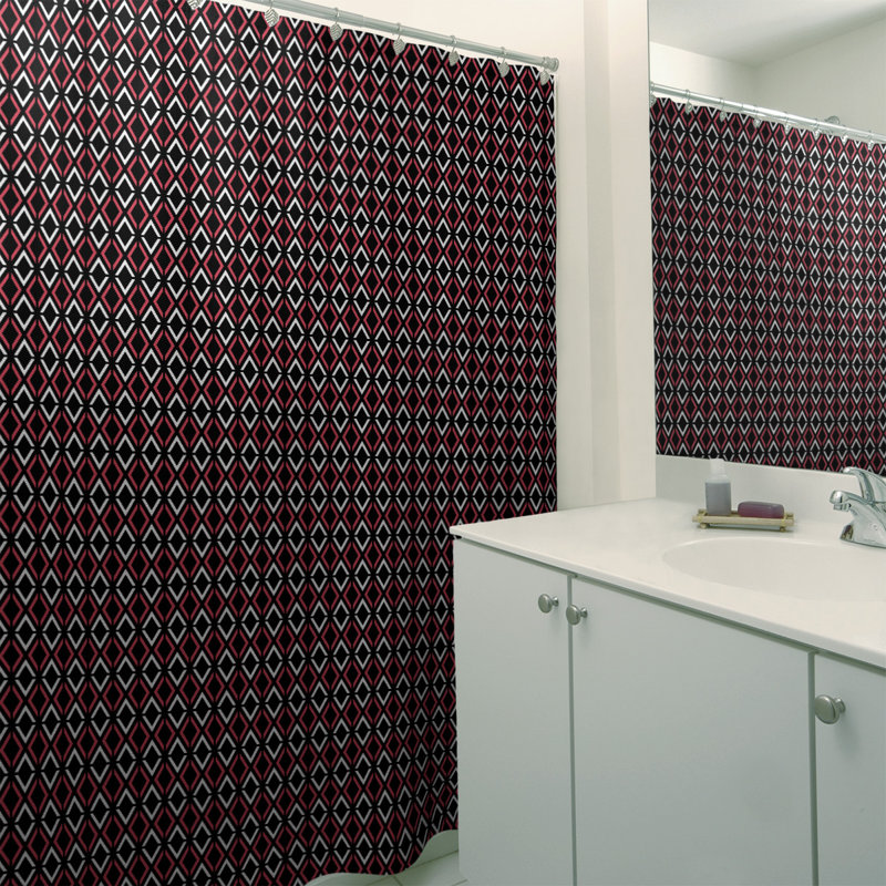 Rideau de douche simple hexagonal classique, Rouge, Classic Arrow Diamonds 