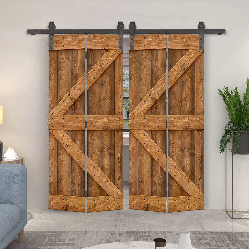 84'' Solid Wood Barn Doors Barn Door, Noyer, 68 po x 84 po