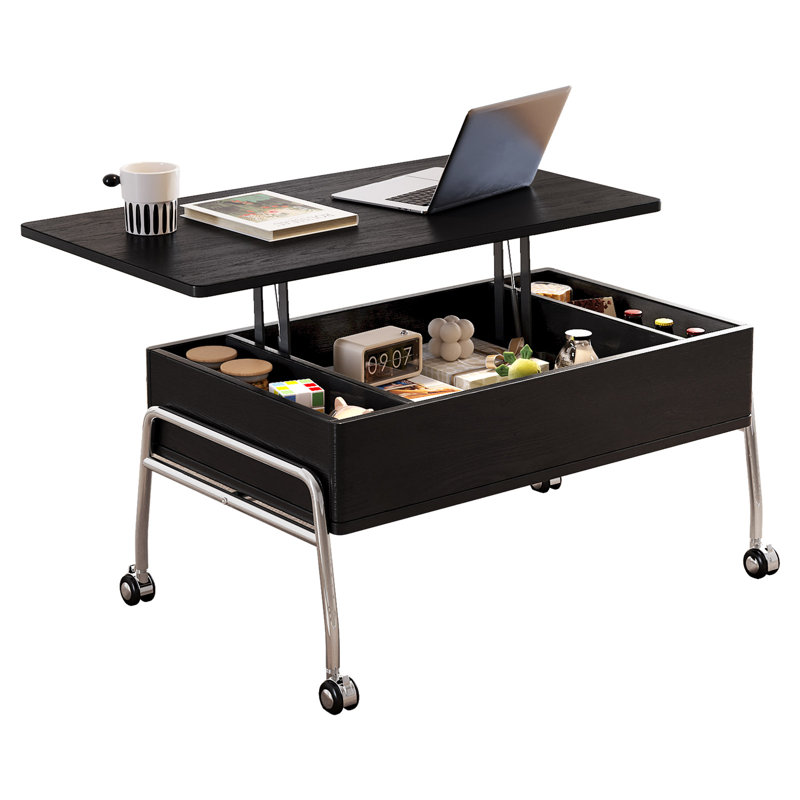 35.4" Lift Top Coffee Table with Storage, Black