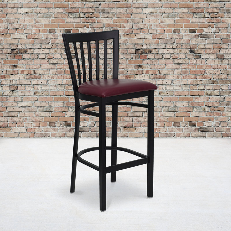 Lyman Counter Stool with Metal Frame, Burgundy, Bar Stool (29” Seat Height), 2