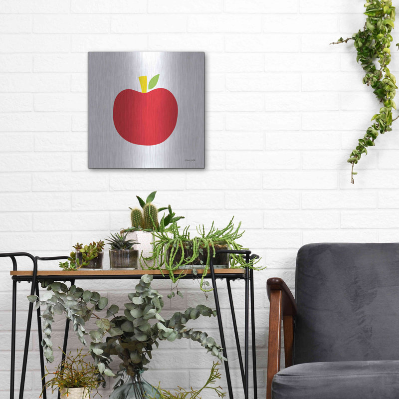 Pomme rouge par Ann Kelle - reproduction d'art sur métal sans cadre, H 12 po x l 12 po x P 0,13 po