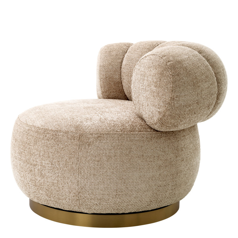 Phedra Swivel Barrel Chair, Lyssa Sand Polyester Blend