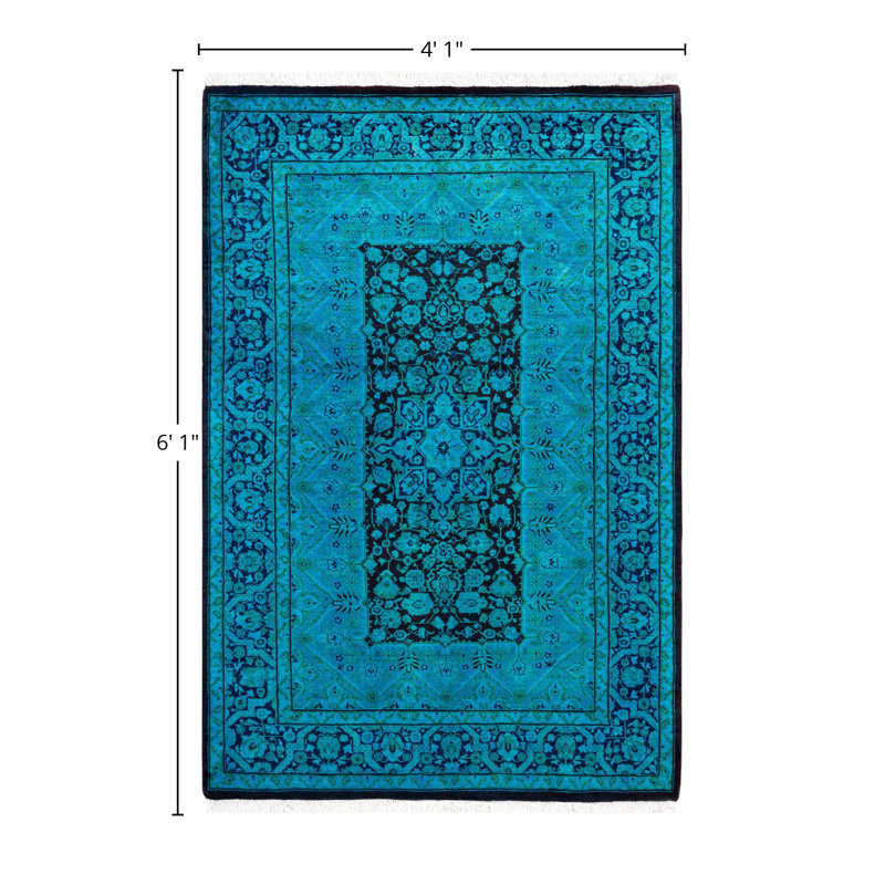 Overdyed One-of-a-Kind 4' 1" X 6' 1" Hand Knotted Area Rug