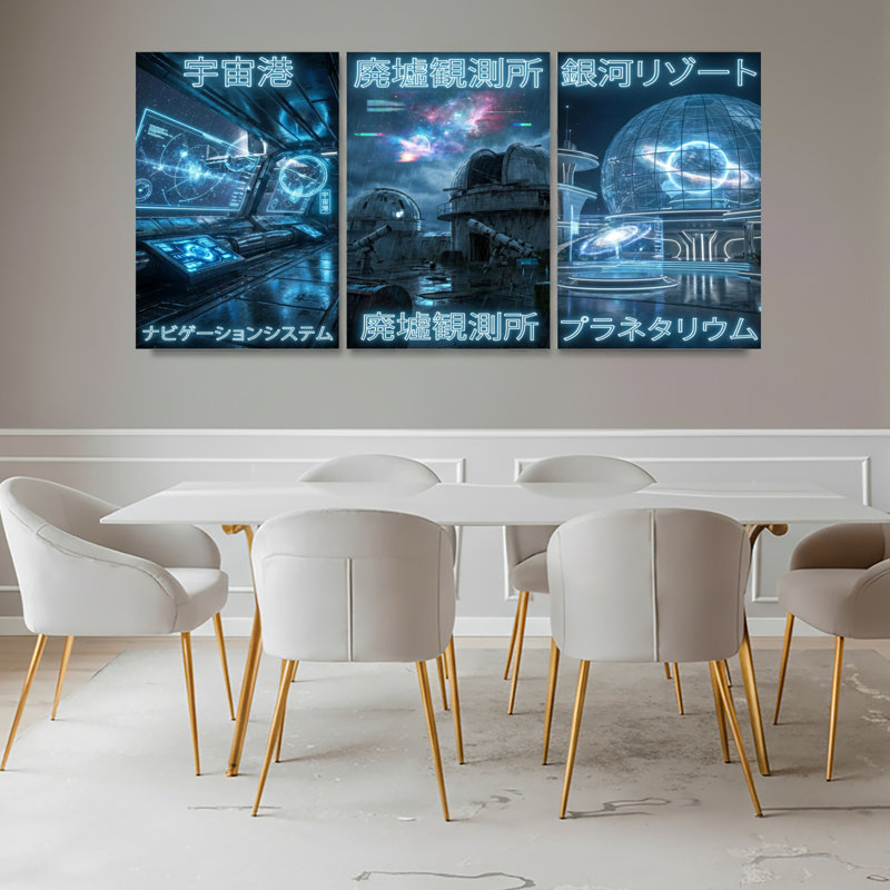 "Space Port", planétarium, art mural, toile tendue, reproduction d'art sur toile, H 24 po x l 48 po