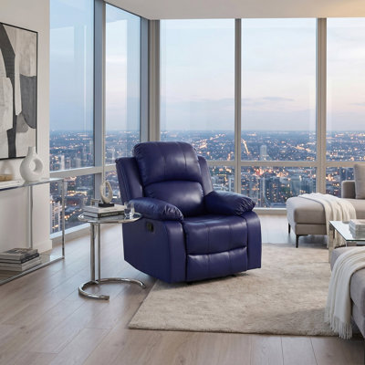 Fauteuil de repos manuel en cuir végétalien bleu foncé Lunaro (1 pièce)