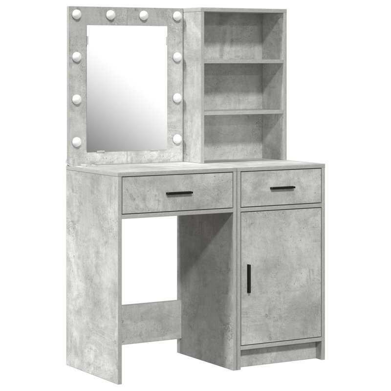 Dressing Table with Mirror, Concrete Grey