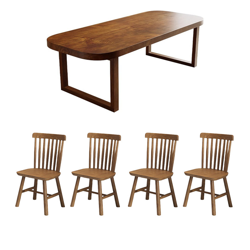 Jayandre 4 - Person Pine Solid Wood Solid Wood Top Sled Dining Set, 29.53"H x 70.87"L x 31.5" W
