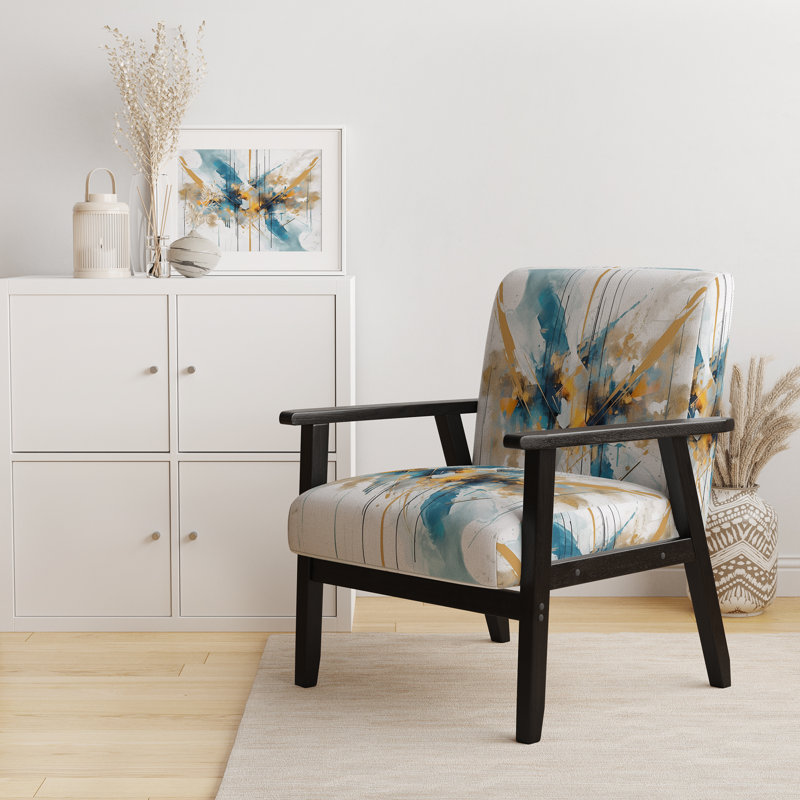 Teal and Gold Elegance - Velvet Upholstered Minimalist Arm Chair, Teal Accent Chair